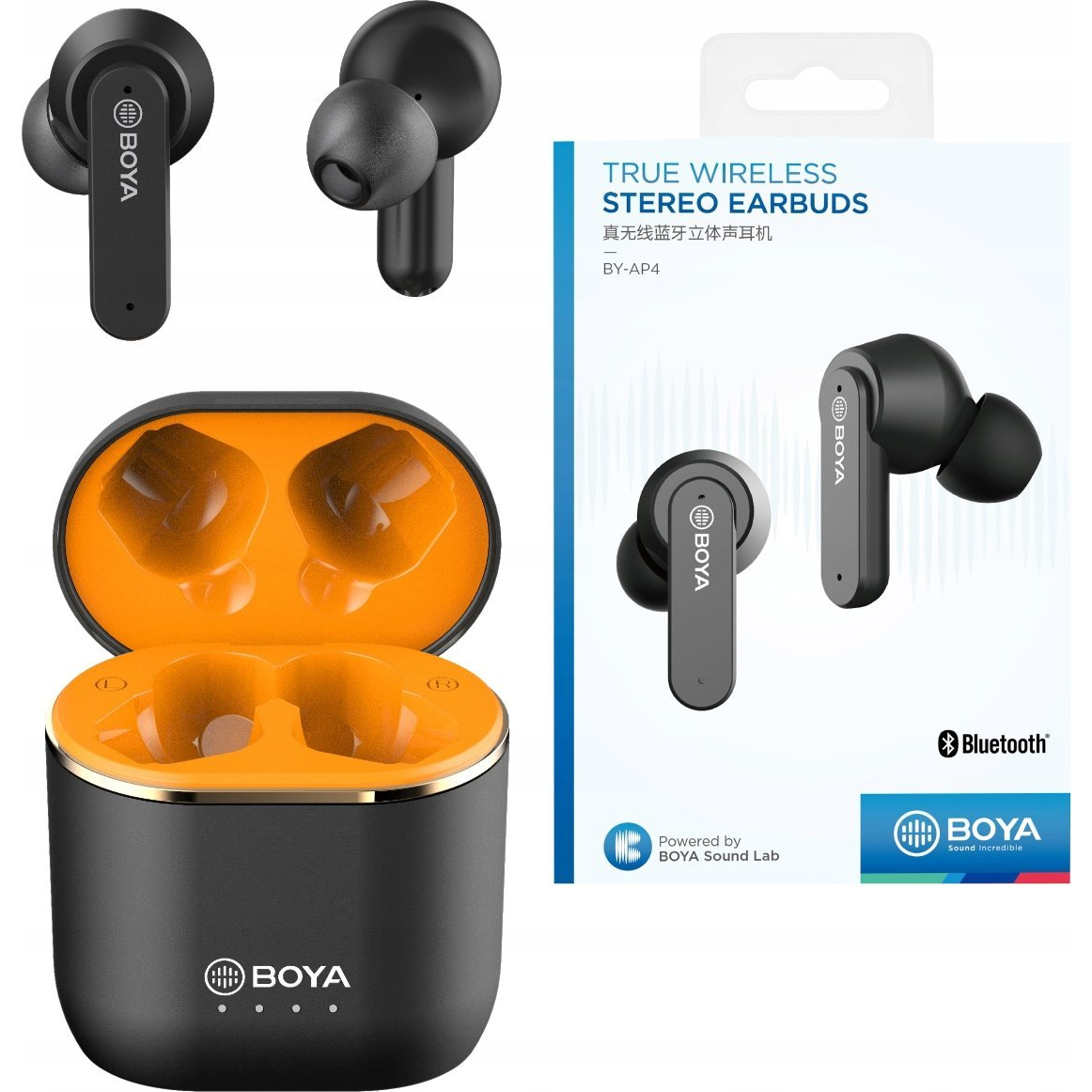 BOYA BY-AP4-B True Wireless Bluetooth fekete füllhallgató (SS-1769)
