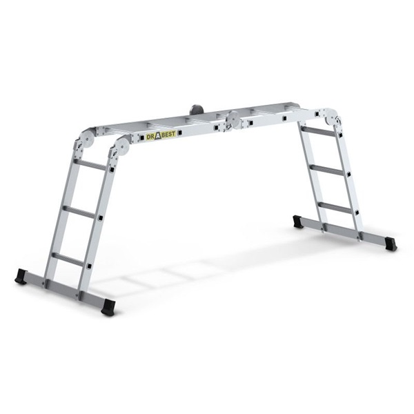 DRABEST HOME 4x3 lépcsős univerzális alumínium létra, összecsukható, 150 kg teherbírás, DR-AL-DU-HOME-4X3