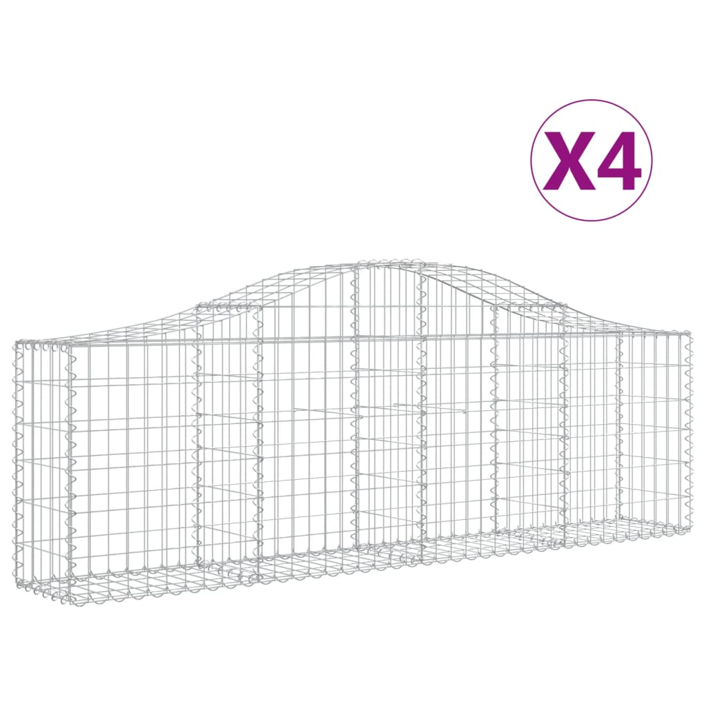4 db íves horganyzott vas gabion kosár 200x30x60/80 cm (3145390)