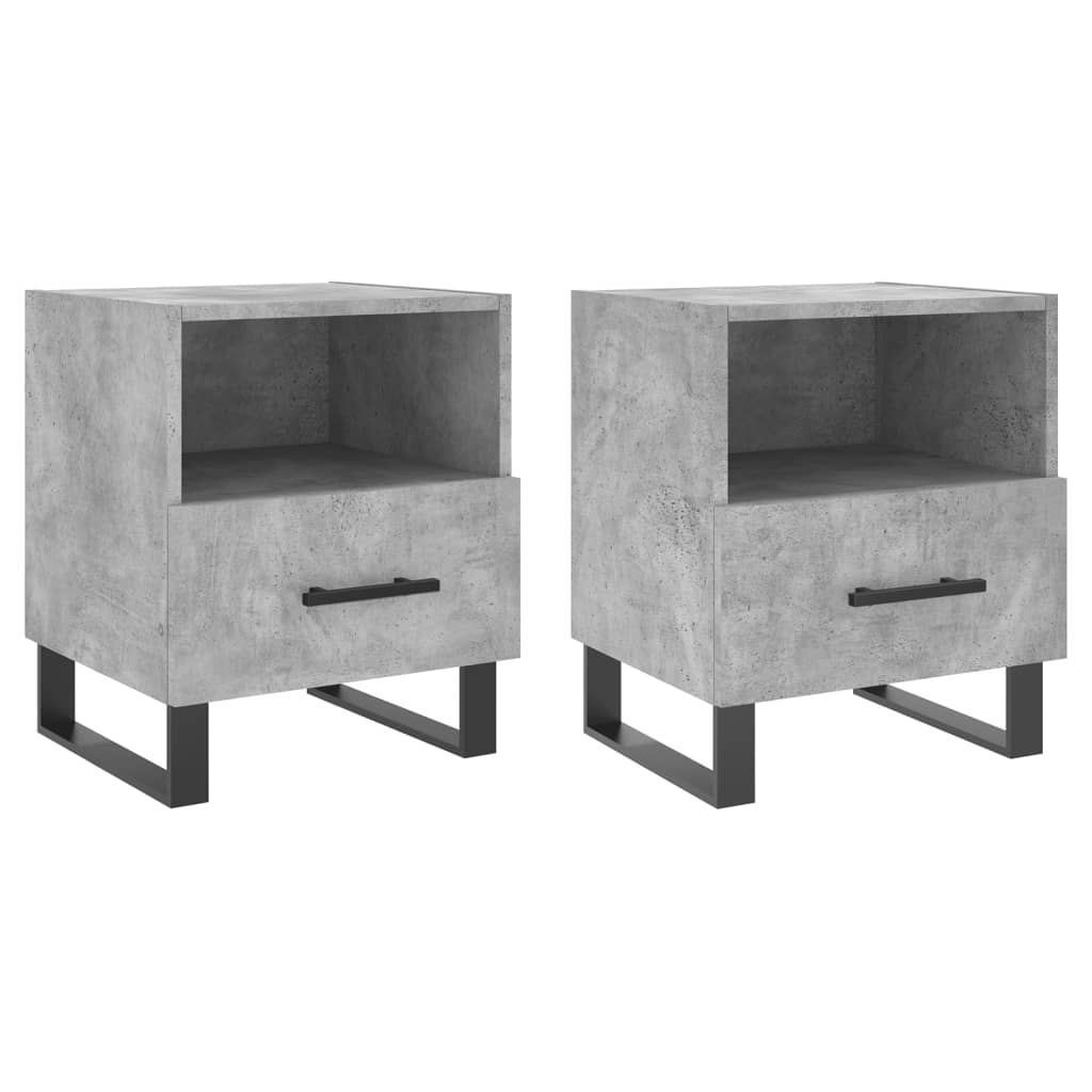 2 db betonszürke szerelt fa éjjeliszekrény 40 x 35 x 47,5 cm (827493)