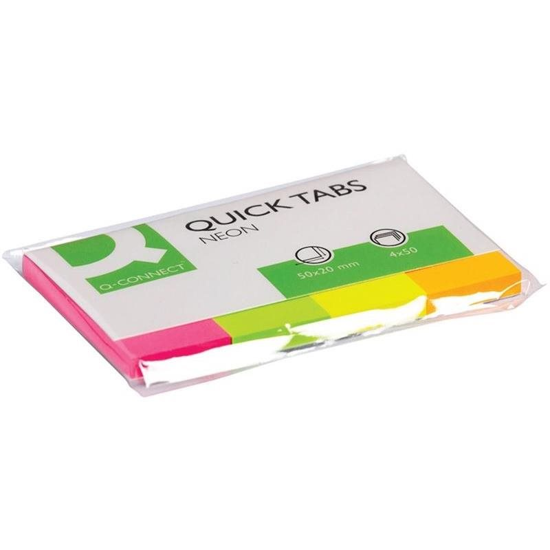 Q-CONNECT 20 x 50 mm, 4 x 50 jelölő, neon (KF01226)
