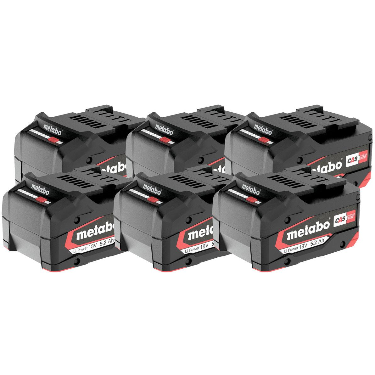 METABO akkumulátoros szerszámokhoz, Li-Power készlet 6 × Li-Power Akkupack 18 V/5,2 Ah (625152000)