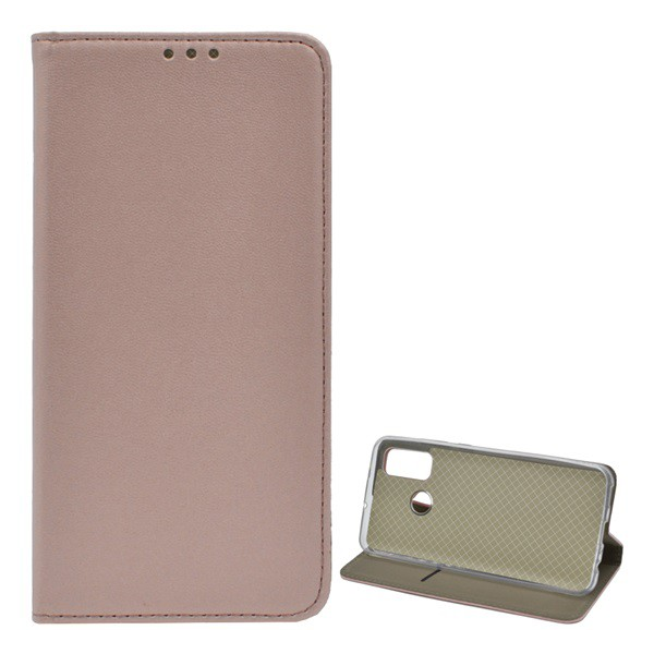 Tok álló, bőr hatású (FLIP, oldalra nyíló, asztali tartó funkció) ROZÉARANY [Huawei P Smart (2020)] (5996457977574)