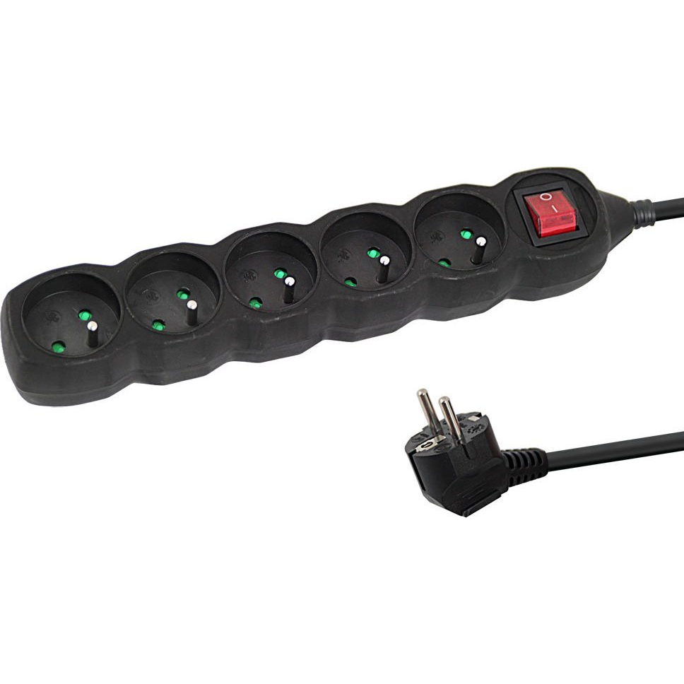Esperanza ELK215K Túlfeszültség védő elosztó 5 aljzatos 3m - Fekete (ELK215K)
