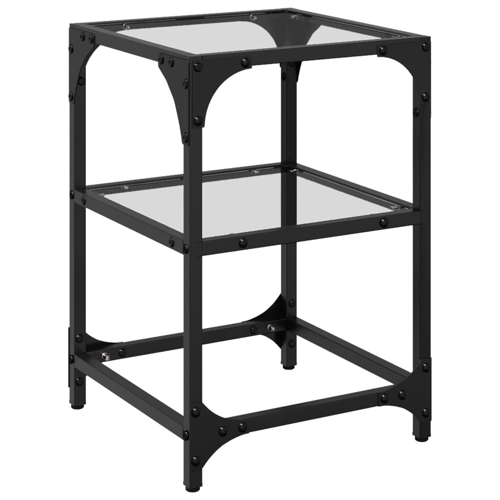 acél dohányzóasztal átlátszó üveglappal 30 x 30 x 45 cm (845998)