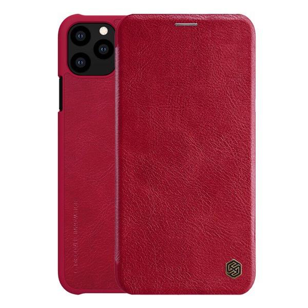 NILLKIN QIN tok álló, bőr hatású (FLIP, oldalra nyíló, bankkártya tartó) PIROS [Apple iPhone 11 Pro Max]
