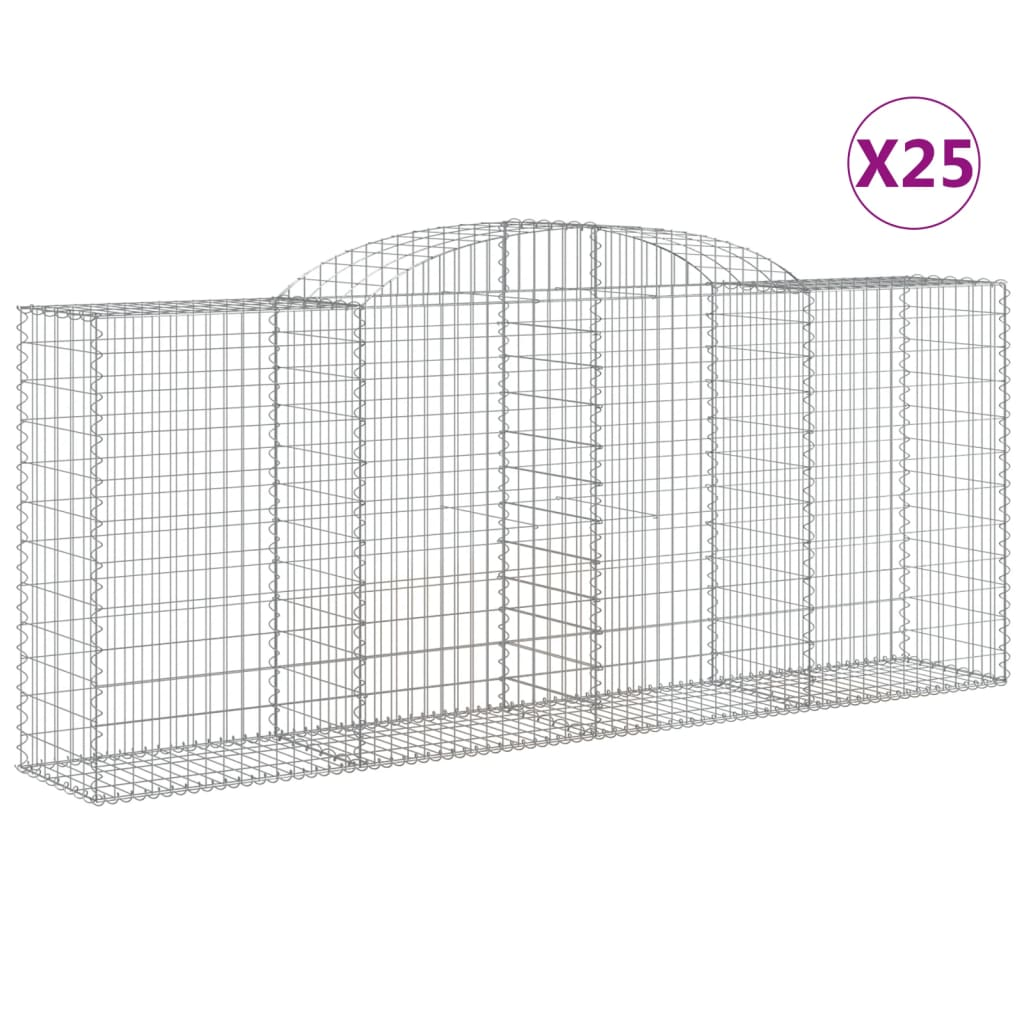 25 db íves horganyzott vas gabion kosár 300x50x120/140 cm (3146734)