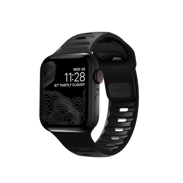 Водоустойчива каишка NOMAD Sport Strap, Съвместима с Apple Watch 4/5/6/7/8/SE/Ultra 42/44/45/49 мм, Черен