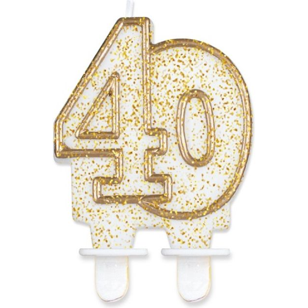Arany csillámos 40-es Gold tortagyertya, számgyertya (WIKR-0989147)
