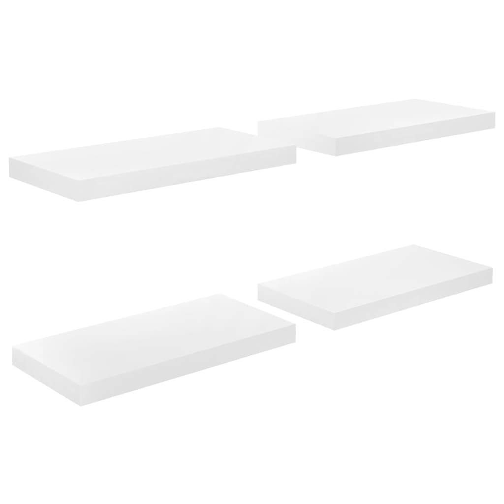 4 db magasfényű fehér MDF fali polc 50 x 23 x 3,8 cm (323747)