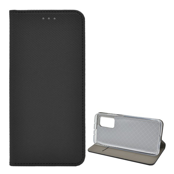 Tok álló, bőr hatású (FLIP, oldalra nyíló, asztali tartó funkció, rombusz minta) FEKETE [Xiaomi Mi 10T Pro 5G] (5996591009490)