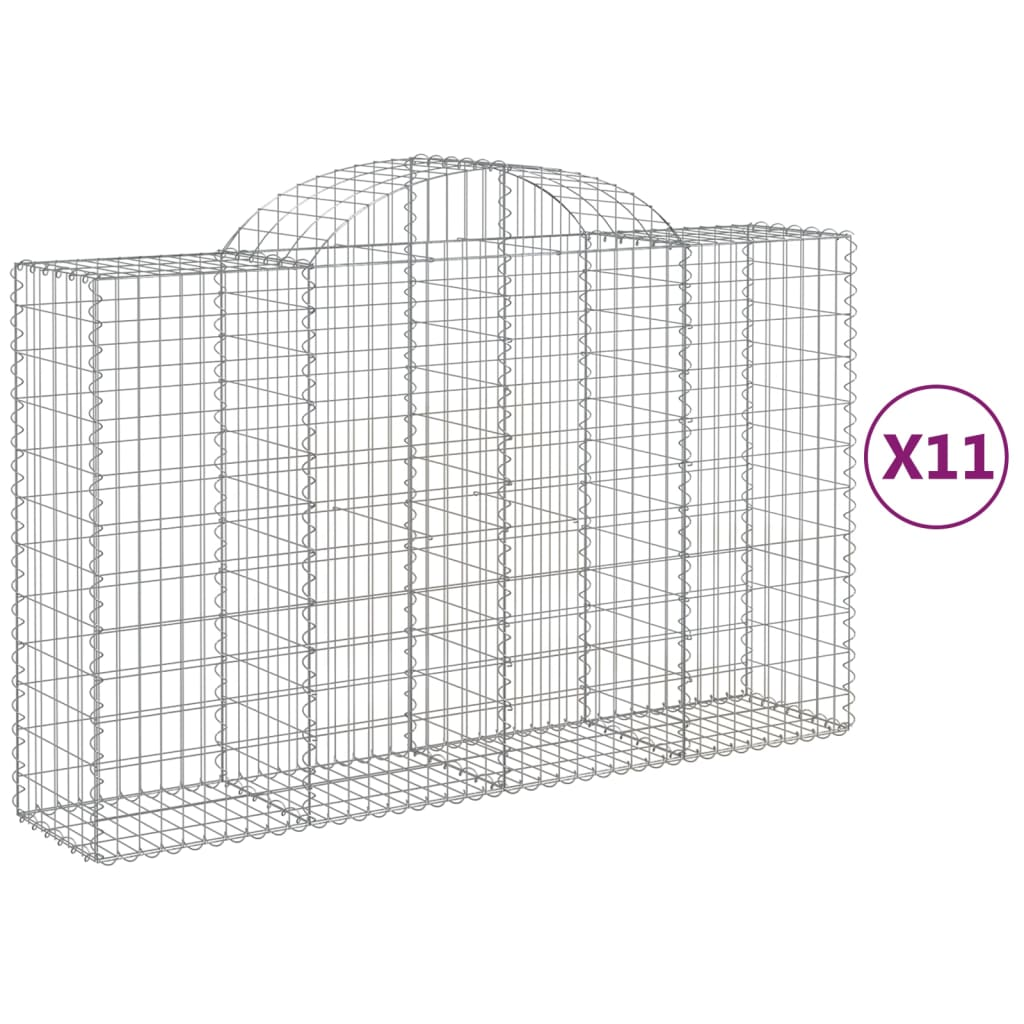 11 db íves horganyzott vas gabion kosár 200x50x120/140 cm (3146350)