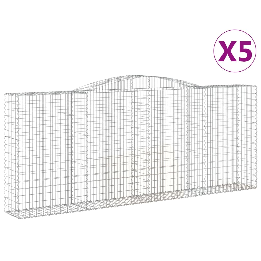 5 db íves horganyzott vas gabion kosár 400 x 50 x 160/180 cm (3147038)