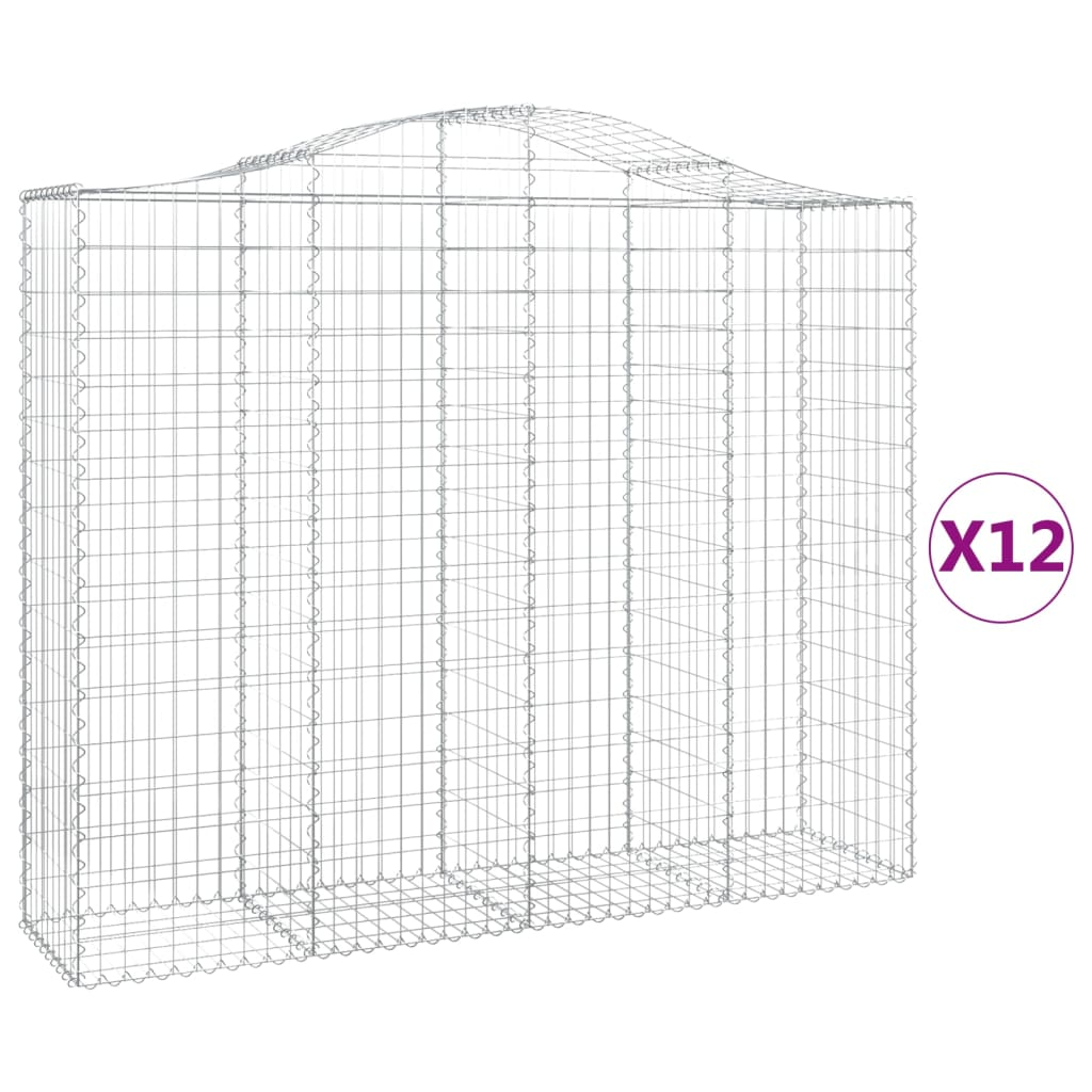 12 db íves horganyzott vas gabion kosár 200x50x160/180 cm (3145713)