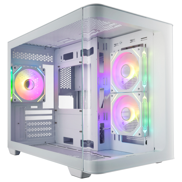 FSP Mini S380-WA Midi Torony Számítógépház + 3db 120mm ARGB ventilátor - Fehér