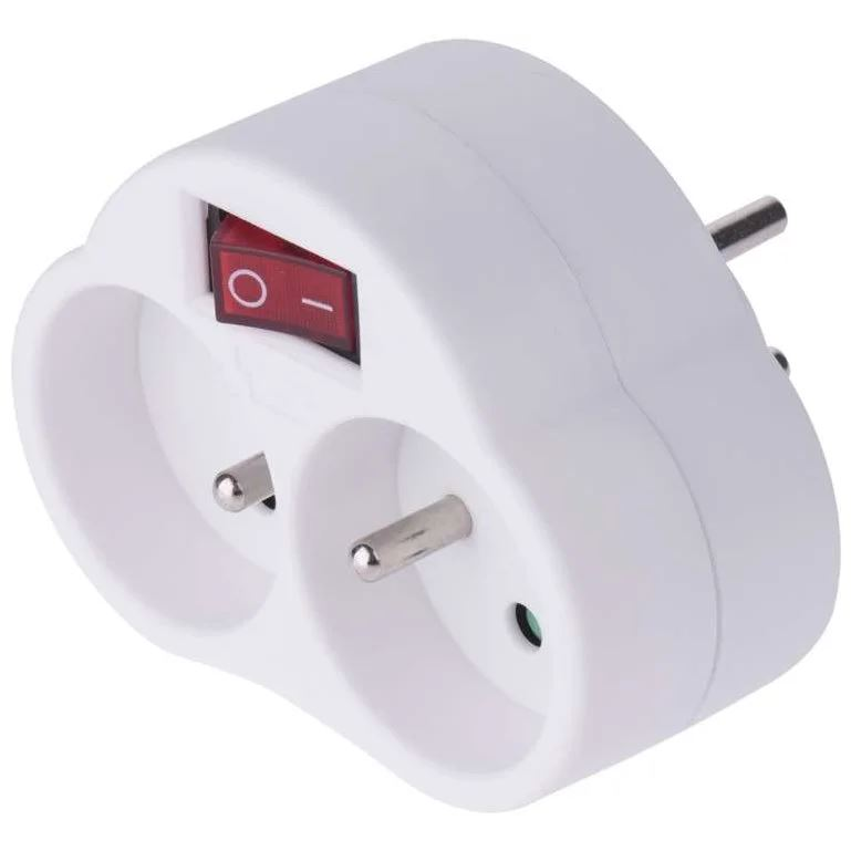 Emos P0062 elosztó 2 francia aljzat kapcsolós fehér (1905120000) (emos1905120000)