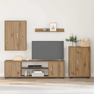 4 részes TV szekrény szett 4 pcs kézműves tölgy Faanyag
