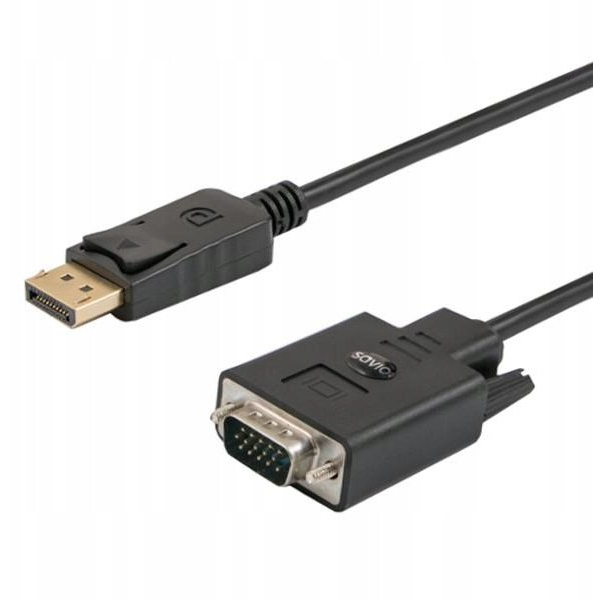 Savio CL-203 DisplayPort to VGA cable 1,8m Black