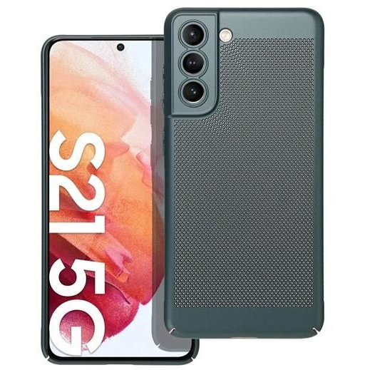 Gigapack Samsung Galaxy S21 FE (SM-G990) légáteresztő, lyukacsos műanyag tok sötétzöld (GP-142633) (GP-142633)