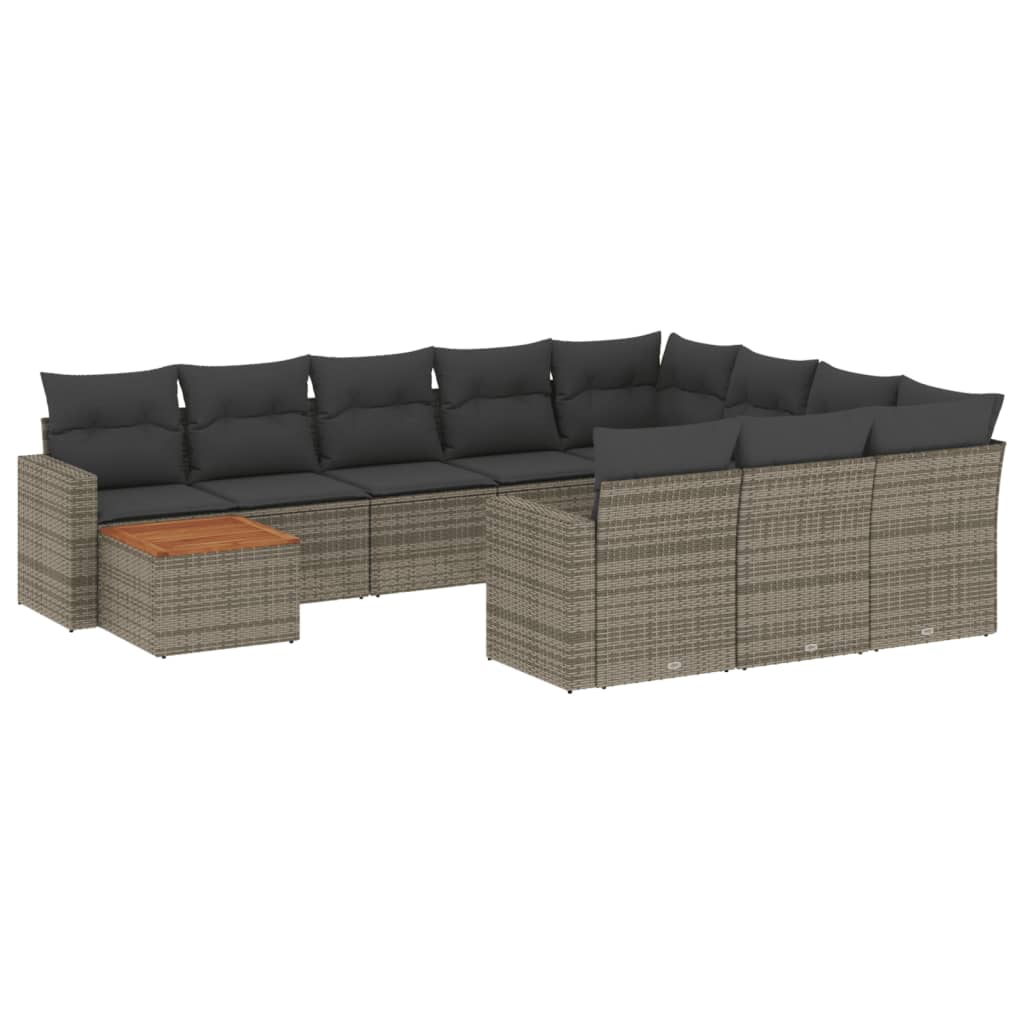 11 részes szürke polyrattan kerti ülőgarnitúra párnákkal (3256641)