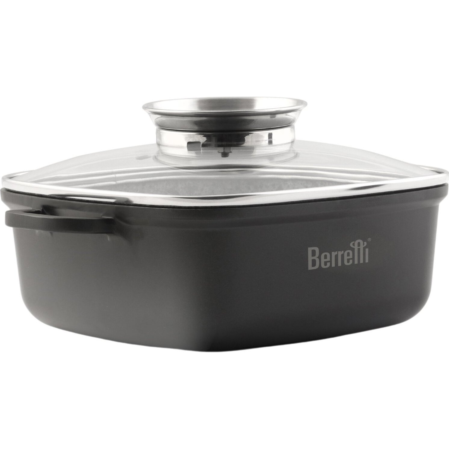 Berretti BR-2134 Aluminium Lábas Üveg fedővel Ø 24cm 4,5L - Fekete (BR-2134)