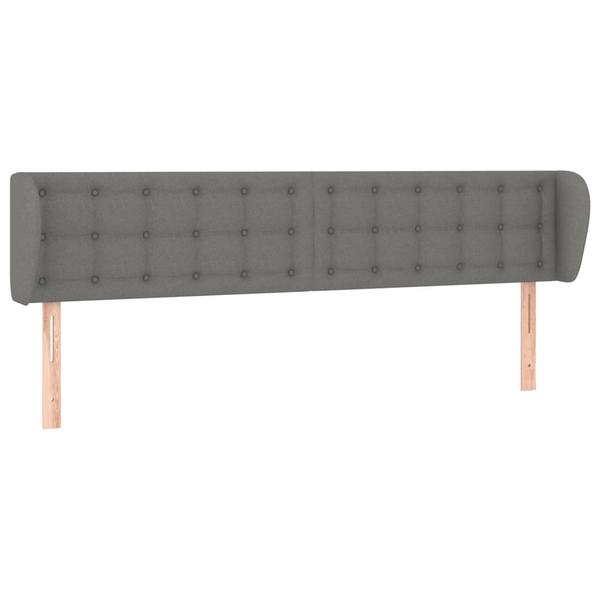 Tăblie de pat cu aripioare gri închis 163x16x78/88 cm textil