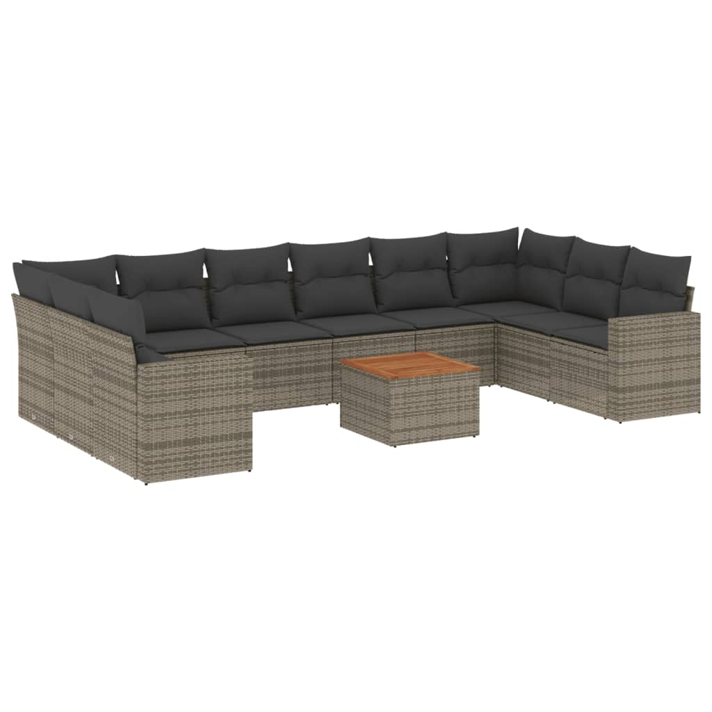 11 részes szürke polyrattan kerti ülőgarnitúra párnákkal (3256627)