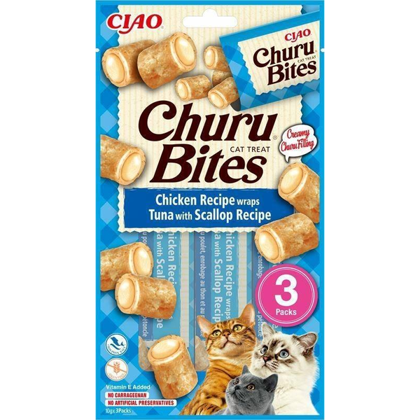 Inaba Cat Churu Bites - Tonhal Fésűkagylóval 3 X  10 G