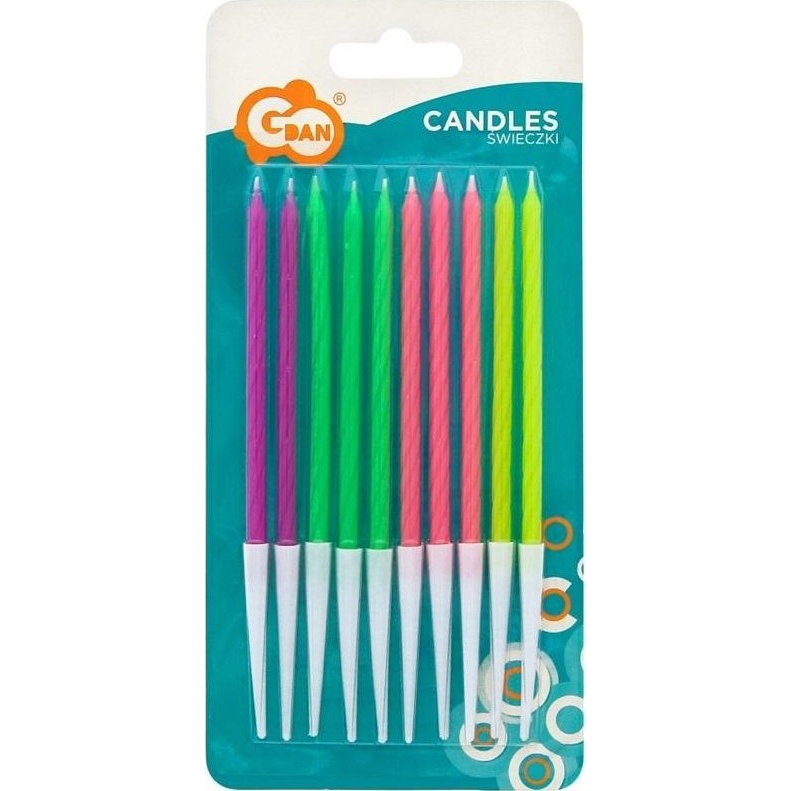 Színes Neon Mix Tortagyertya, Gyertya Szett 10 db-os (5902973176155)