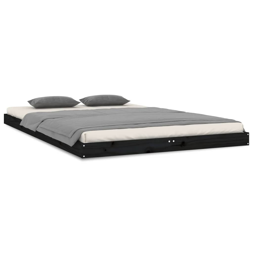 fekete tömör fenyőfa ágykeret 120 x 200 cm (823453)