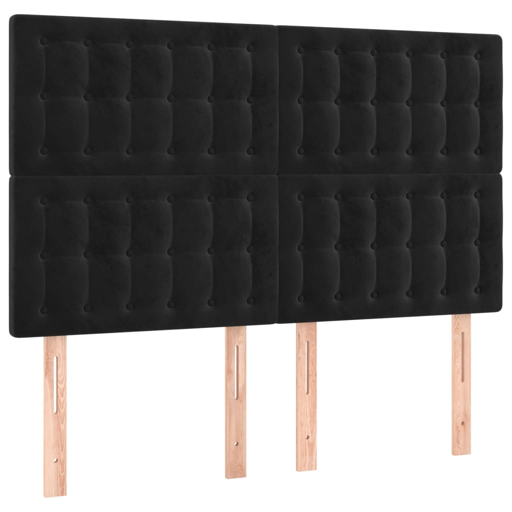 4 db fekete bársony fejtámla 72 x 5 x 78/88 cm (3116816)