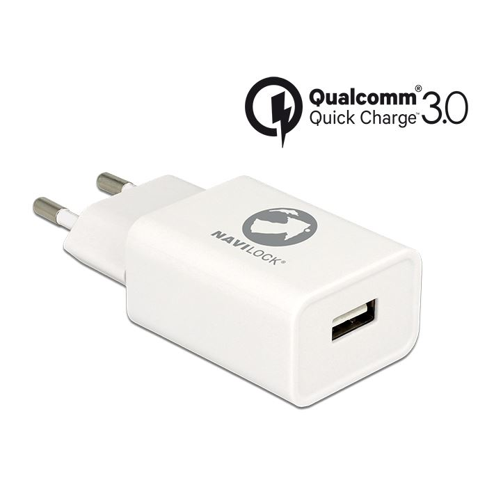 Navilock hálózati USB töltő QC3.0 fehér (62969) (Navilock62969)