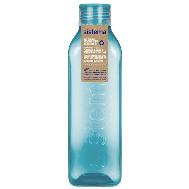 Sistema® Ocean Bound Square Kulacs, csavaros kupak, 1 l, zöld (41993)