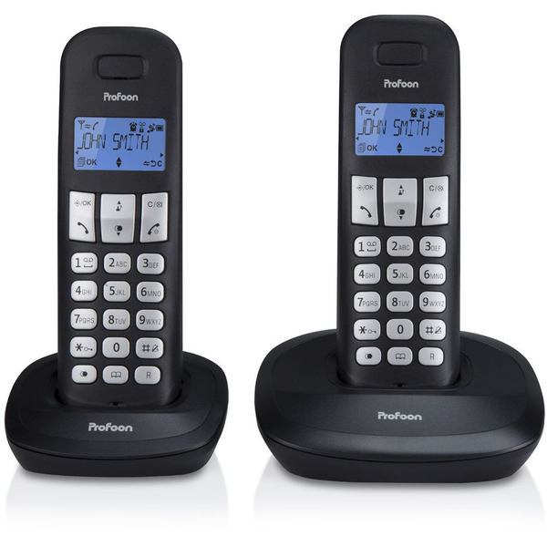 PROFOON PDX-1120 - DECT-Telefon mit 2 Mobilteilen, schwarz