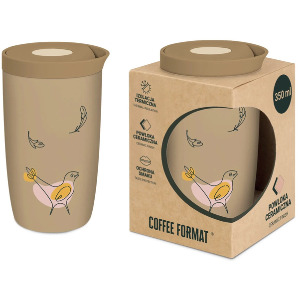 Coffee Format Brązowy kubek termiczny z nadrukiem 350 ml