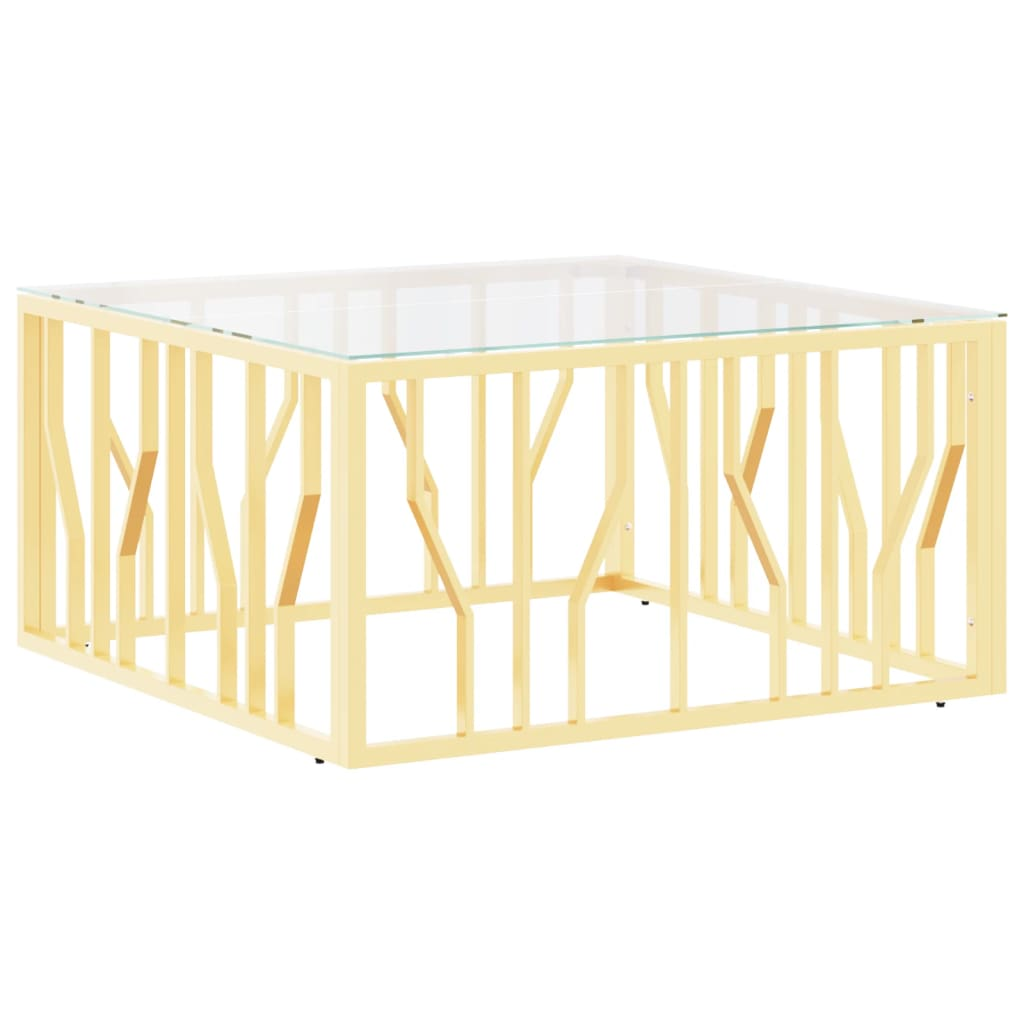 ezüstszínű üveg és rozsdamentes acél dohányzóasztal 80x80x40 cm (350058)