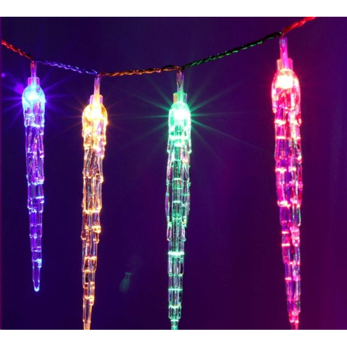 IRIS Jégcsap alakú több programos/3m/több színű/30db LED-es/3xAA elemes fénydekoráció (043-02) (043-02)