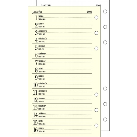Saturnus chamois 2018 Kalendárium betét tervező "S" (176 lap) (S312)