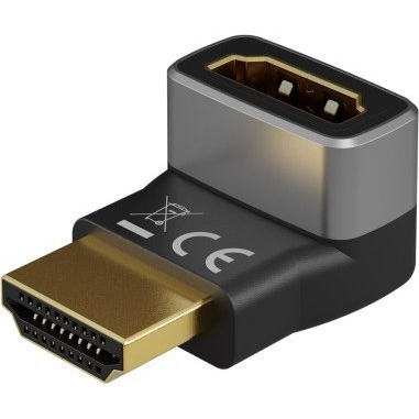 Adapter AV Goobay Adapter HDMI™ kątowy 90° pionowy, 8K @ 60 Hz, pozłacany