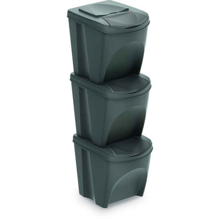 Prosperplast szelektív hulladékgyűjtő szemetes 3 x 25l PH Szürke (344992)