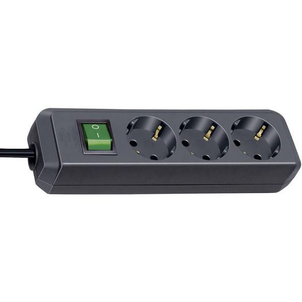 Разклонител Brennenstuhl Eco-line 3x 3m с ключ Черен