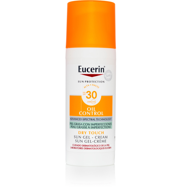 Eucerin Sun Oil Control SPF 30 Toucher Sec Gel-Creme Peau a Imperfections et Grasse, 50 ml
