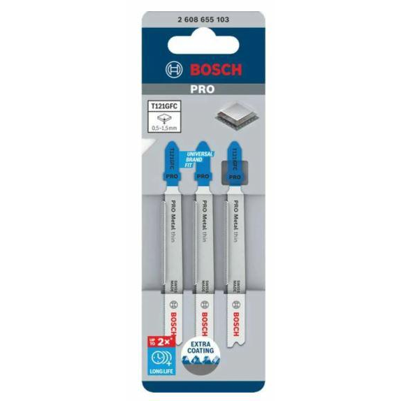 Bosch Accessories 2608655103 PRO Fém vékony T121GFC szúrófűrészlap, 92 mm, 3 részes. 3 db