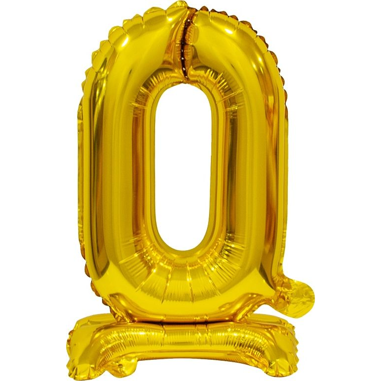Mini Szám Fólia Lufi - 0-ás, Talppal, 38 cm, Arany (BC-ATZ0)