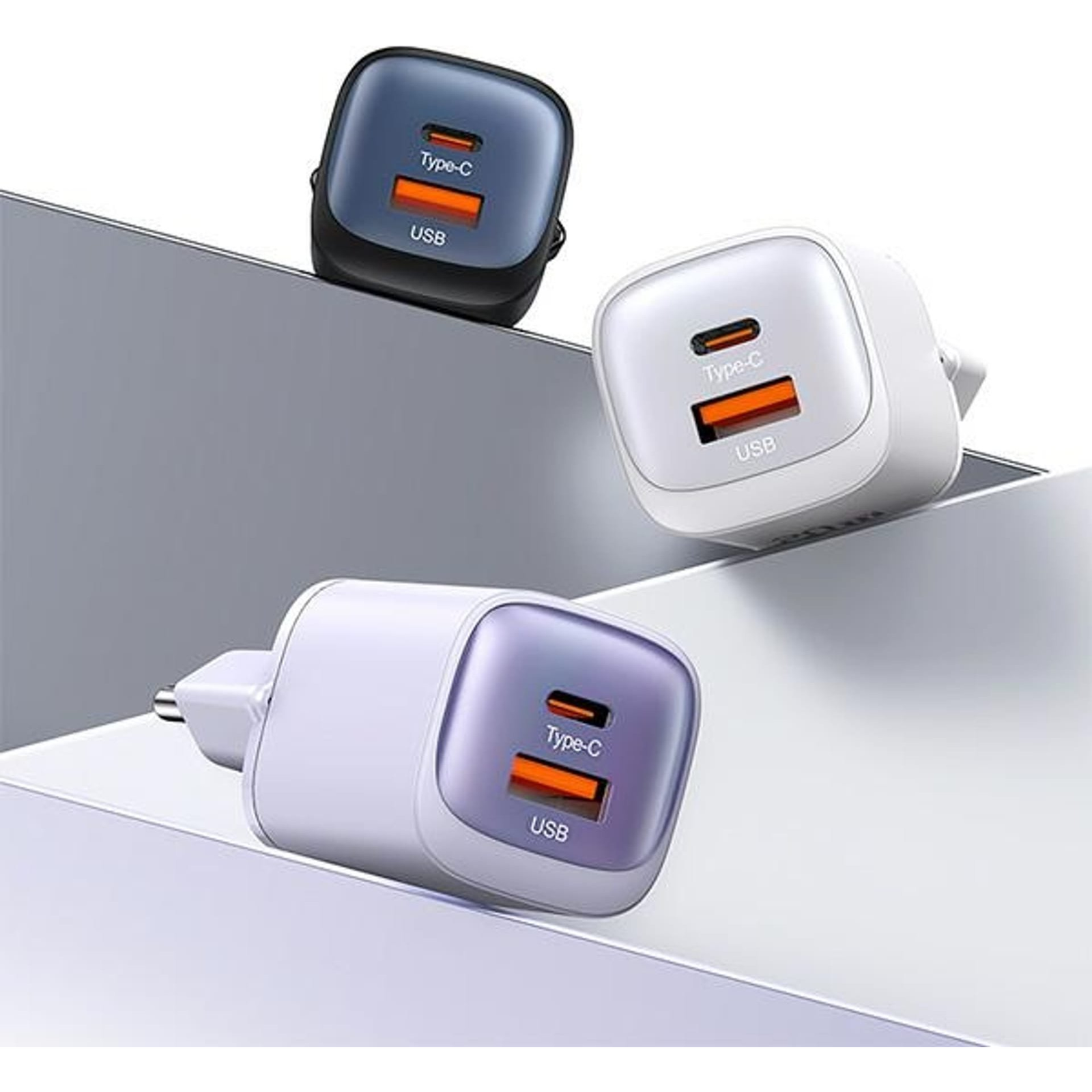 USAMS CC254 Hálózati Töltő USB+Type-C Aljzat 30 W, PD Gyorstöltő, Lila ( )