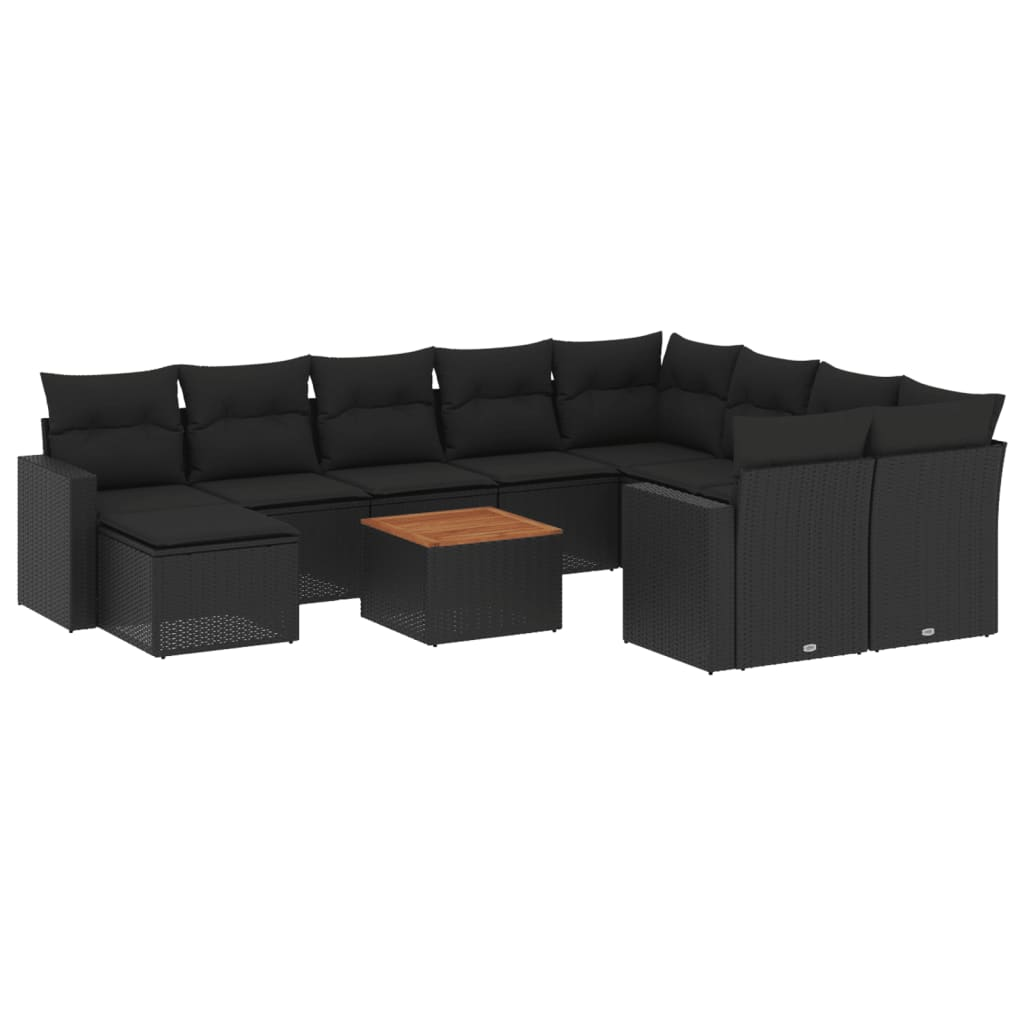11 részes fekete polyrattan kerti ülőgarnitúra párnákkal (3224410)
