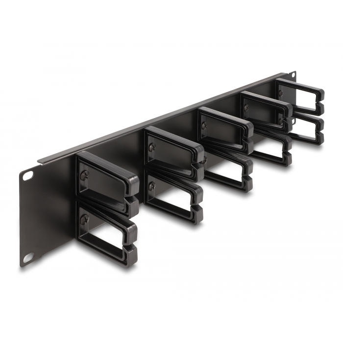 Delock 19 kábelrendező panel 10 műanyag hurokkal és 2U-val fekete (66917) (66917)