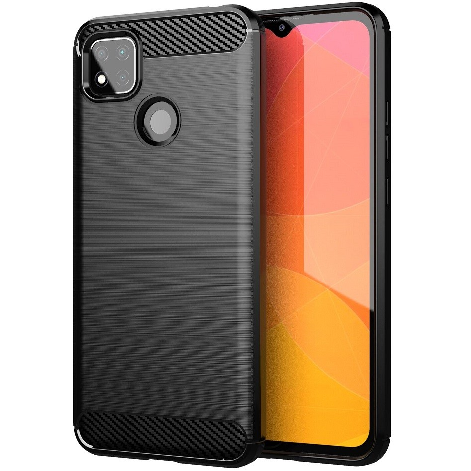 Huawei P50 / P50E, Szilikon tok, közepesen ütésálló, szálcsiszolt, karbon minta, fekete (105345)
