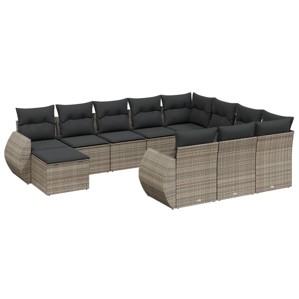 11 részes szürke polyrattan kerti ülőgarnitúra párnákkal (3257523)