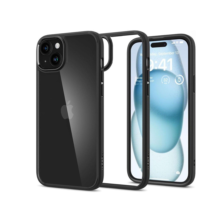 Apple iPhone 15 ütésálló hátlap - Spigen Ultra Hybrid - fekete/átlátszó (SP751209)